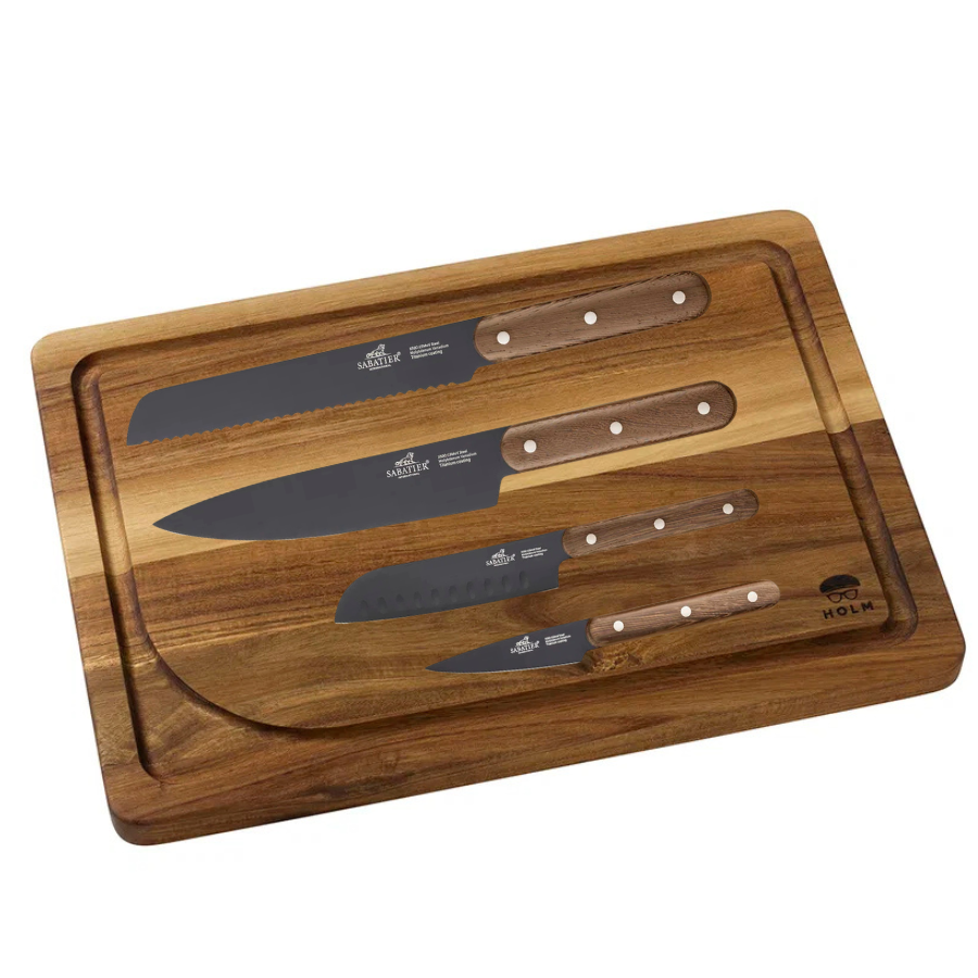 

Knivsæt Phenix Walnut 4 dele & holm skærebræt